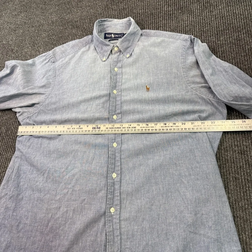 Polo Ralph Lauren Flesh Pony Denim Shirt Mens X-Large Button Down Preppy 90s